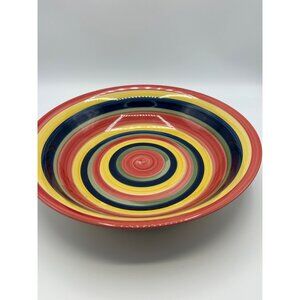 Swirl Serving Bowl Pasta Striped 12" Hand Painted Multi-color Granny Core